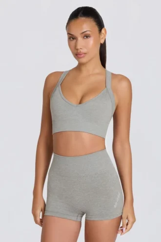 Pantaloni scurți mini Super Sculpt fără cusături, în culoarea gri melanj