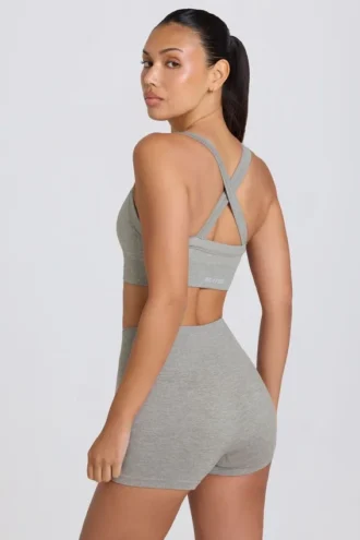 Pantaloni scurți mini Super Sculpt fără cusături, în culoarea gri melanj