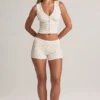 Pantaloni scurți Nina din modal, cu talie medie și imprimeu floral Pantaloni scurți Nina din modal, cu talie medie și imprimeu floral