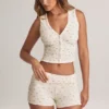 Pantaloni scurți Nina din modal, cu talie medie și imprimeu floral Pantaloni scurți Nina din modal, cu talie medie și imprimeu floral