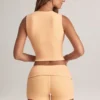 Pantaloni scurți Nina Modal cu talie medie și pliu, culoare piersică Pantaloni scurți Nina Modal cu talie medie și pliu, culoare piersică