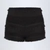 Pantaloni scurți Orla cu volane și talie medie, negri Pantaloni scurți Orla cu volane și talie medie, negri