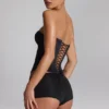 Pantaloni scurți Sabrine din jersey elastic, cu talie joasă, negri