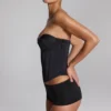 Pantaloni scurți Sabrine din jersey elastic, cu talie joasă, negri
