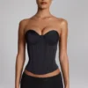Pantaloni scurți Sabrine din jersey elastic, cu talie joasă, negri