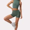 Pantaloni scurți Soft Active cu talie înaltă, în culoarea kaki Pantaloni scurți Soft Active cu talie înaltă, în culoarea kaki