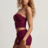 Pantaloni scurți Teagan cu talie medie, în nuanța Berry Purple Pantaloni scurți Teagan cu talie medie, în nuanța Berry Purple
