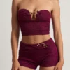 Pantaloni scurți Teagan cu talie medie, în nuanța Berry Purple Pantaloni scurți Teagan cu talie medie, în nuanța Berry Purple