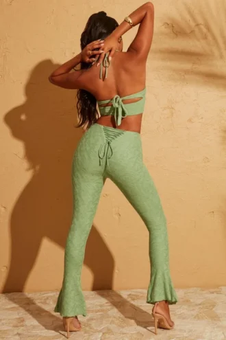 Pantaloni scurți Zuni cu șireturi în spate, de culoare verde