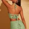 Pantaloni scurți Zuni cu șireturi în spate, de culoare verde Pantaloni scurți Zuni cu șireturi în spate, de culoare verde