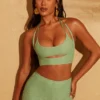 Pantaloni scurți Zuni cu șireturi în spate, de culoare verde Pantaloni scurți Zuni cu șireturi în spate, de culoare verde