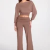 Pantaloni Thea Modal cu talie joasă și croi drept, în culoarea Mocha Pantaloni Thea Modal cu talie joasă și croi drept, în culoarea Mocha
