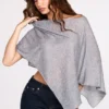Poncho din jersey transparent Ghalia, de culoare gri Poncho din jersey transparent Ghalia, de culoare gri