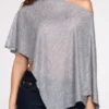 Poncho din jersey transparent Ghalia, de culoare gri Poncho din jersey transparent Ghalia, de culoare gri