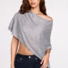 Poncho din jersey transparent Ghalia, de culoare gri Poncho din jersey transparent Ghalia, de culoare gri