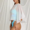 Poncho transparent Zarayah în alb Poncho transparent Zarayah în alb