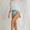 Poncho transparent Zarayah în alb Poncho transparent Zarayah în alb