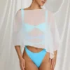 Poncho transparent Zarayah în alb Poncho transparent Zarayah în alb