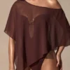 Poncho transparent Zarayah în culoarea maro espresso