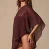 Poncho transparent Zarayah în culoarea maro espresso
