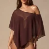 Poncho transparent Zarayah în culoarea maro espresso