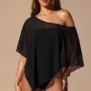 Poncho transparent Zarayah, negru Poncho transparent Zarayah, negru