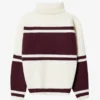 Pulover oversized cu guler înalt din tricot, în culoarea burgund Pulover oversized cu guler înalt din tricot, în culoarea burgund