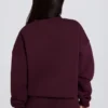 Pulover oversized cu guler rotund în culoarea Burgundy Pulover oversized cu guler rotund în culoarea Burgundy