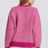 Pulover oversized din tricot cu logo, în roz magenta