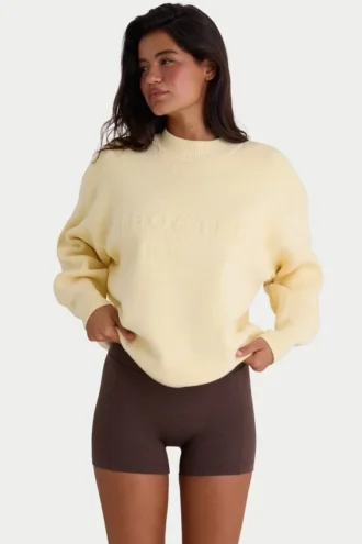 Pulover oversized din tricot cu nervuri, culoare lămâie