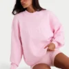 Pulover oversized din tricot cu nervuri, roz pal Pulover oversized din tricot cu nervuri, roz pal