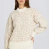 Pulover oversized din tricot jacquard, culoare Ice Pulover oversized din tricot jacquard, culoare Ice