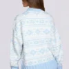 Pulover oversized din tricot jacquard în albastru pudră Pulover oversized din tricot jacquard în albastru pudră