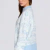 Pulover oversized din tricot jacquard în albastru pudră Pulover oversized din tricot jacquard în albastru pudră