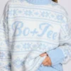 Pulover oversized din tricot jacquard în albastru pudră Pulover oversized din tricot jacquard în albastru pudră