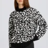 Pulover oversized din tricot jacquard, negru Pulover oversized din tricot jacquard, negru
