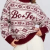 Pulover oversized din tricot jacquard, roșu crimson Pulover oversized din tricot jacquard, roșu crimson