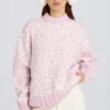 Pulover oversized din tricot jacquard, roz Pulover oversized din tricot jacquard, roz