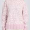 Pulover oversized din tricot jacquard, roz Pulover oversized din tricot jacquard, roz