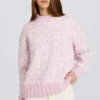 Pulover oversized din tricot jacquard, roz Pulover oversized din tricot jacquard, roz