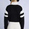 Pulover scurt cu logo din tricot, negru Pulover scurt cu logo din tricot, negru