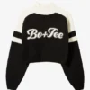 Pulover scurt cu logo din tricot, negru Pulover scurt cu logo din tricot, negru