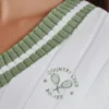Pulover scurt din bumbac cu tricotaj în relief, în nuanța Green Ivory
