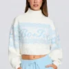 Pulover scurt din tricot jacquard, culoare Ivory Pulover scurt din tricot jacquard, culoare Ivory