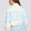 Pulover scurt din tricot jacquard, culoare Ivory Pulover scurt din tricot jacquard, culoare Ivory