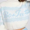 Pulover scurt din tricot jacquard, culoare Ivory Pulover scurt din tricot jacquard, culoare Ivory