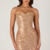 Rania Rochie mini cu decupaje și ornamente, aurie Rania Rochie mini cu decupaje și ornamente, aurie