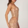 Rania Rochie mini cu decupaje și ornamente, aurie Rania Rochie mini cu decupaje și ornamente, aurie
