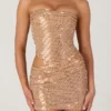 Rania Rochie mini cu decupaje și ornamente, aurie Rania Rochie mini cu decupaje și ornamente, aurie