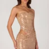 Rania Rochie mini cu decupaje și ornamente, aurie Rania Rochie mini cu decupaje și ornamente, aurie